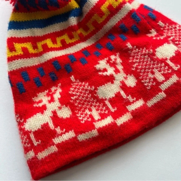 Vintage Red Moose Pom Ski Winter Hat - Picture 3 of 3
